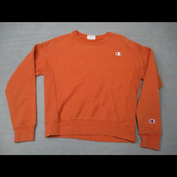 Champion LIFE Women's Reverse Weave Cropped Cut Off Crew Orange Size Small - Picture 1 of 8